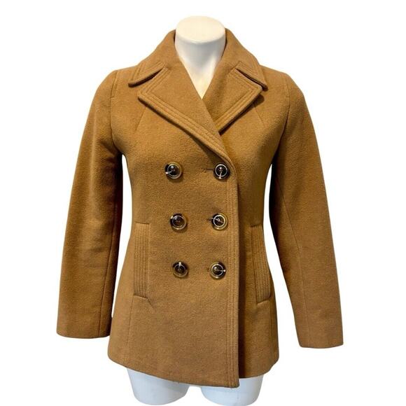 Kenneth Cole Reaction Jackets & Blazers - Kenneth Cole Reaction Pea Coat 2P Camel Tan Wool Pockets